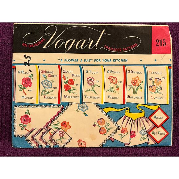 aunt marthas Other - Vogart iron on transfers 215 a flower a day for your kitchen 1950s